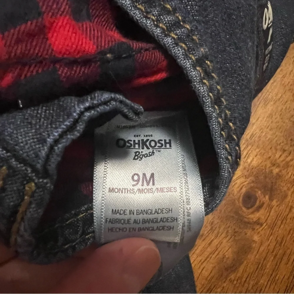 OshKosh B'gosh Blue Denim Blue Jean Baby Overalls Snaps 9 Months